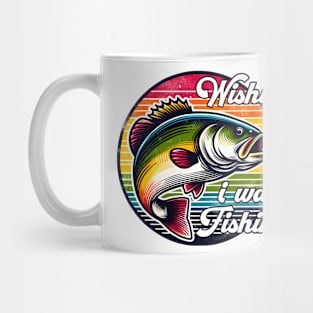 Wishing I was fishing Funny Quote Hilarious Sayings Humor Gift Mug